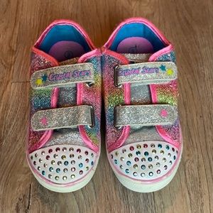 Sport By Skechers Crystal Stars Sneakers Light Up Toddler Girl Size 9 Glittery
